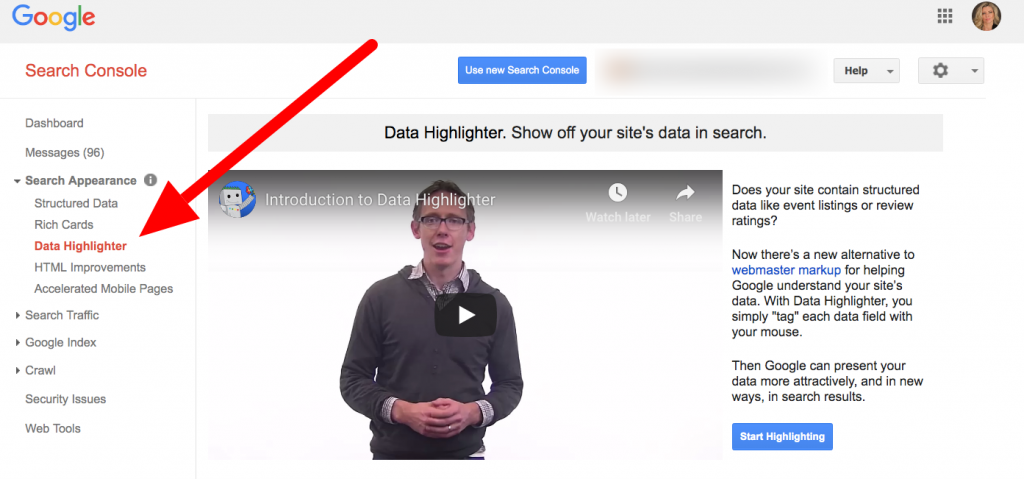 Structured data highlighter in Google Search Console