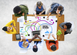 Group of Multiethnic People Discussing Social Network Group of Multiethnic People Discussing Social Network