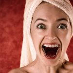 Blonde girl with towel