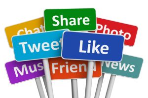 Social media and networking concept: group of color signs with social media services isolated on white background Social media and networking concept: group of color signs with social media services isolated on white background