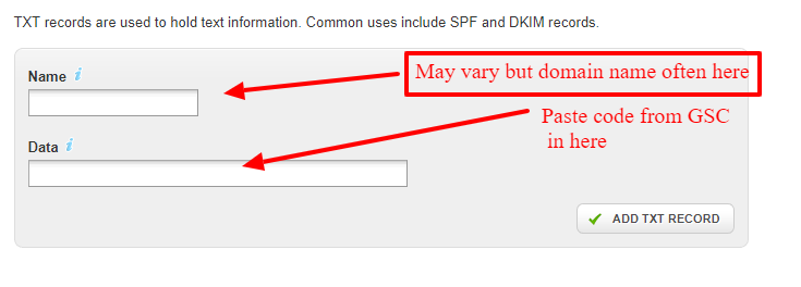 DNS settings create TXT file